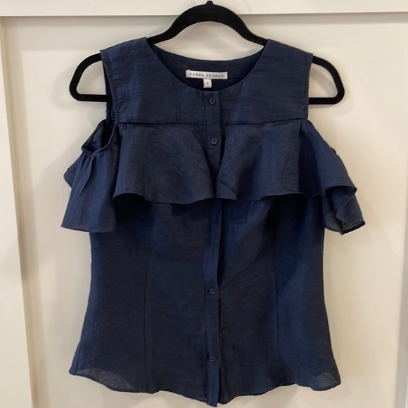 Donna Degan navy linen top - Picture 1 of 5